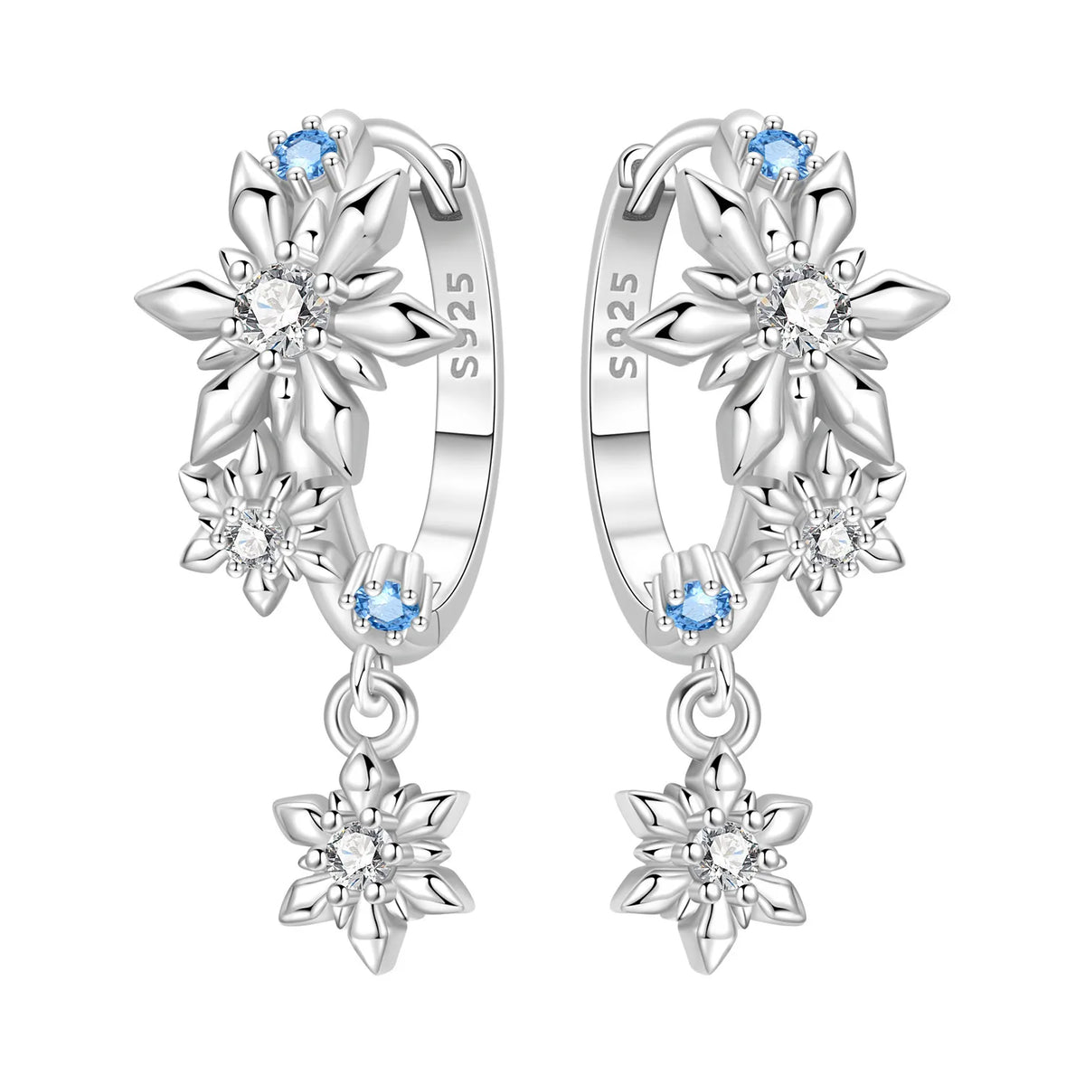 925 sterling silver Christmas dangle earrings for women with festive holiday design by HSF Marketplace