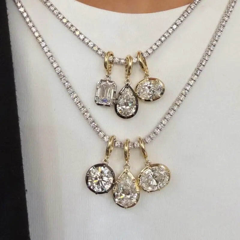 Women's geometric zircon pendant necklace by HSF Marketplace, elegant jewelry for daily wear