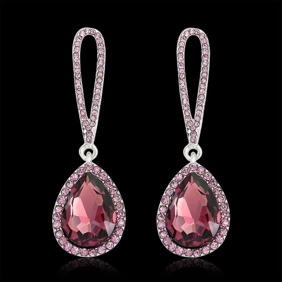 Champagne crystal drop earrings by HSF Marketplace for elegant wedding looks