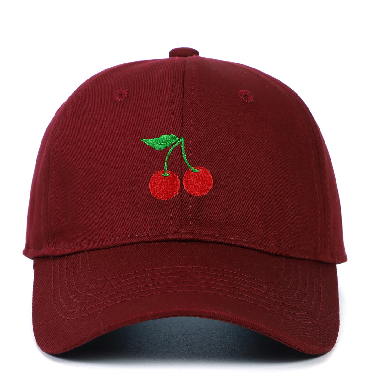 Embroidery cherry baseball soft top hat, duckbill sunshade hat for women and men outdoors