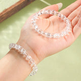 JD 7A Natural White Crystal Quartz Faceted 7mm Sugar Cube Bracelet Elastic Wristband Lucky Amulet Jewelry Gift