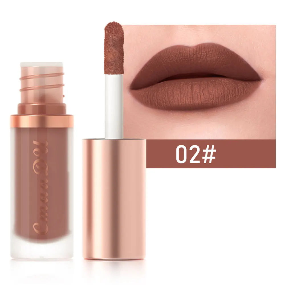 Waterproof matte velvet lip glaze lipstick with moisturizing, long-lasting non-stick cup formula and rich color