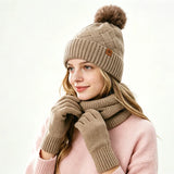 Women's warm woolen hat, scarf, and gloves winter set by HSF Marketplace