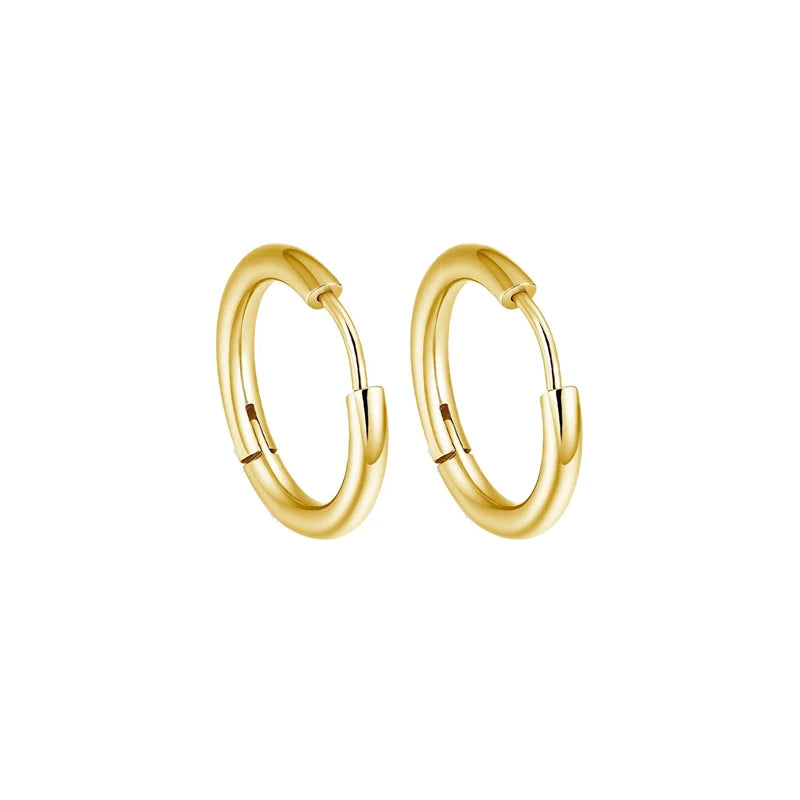 Classic stainless steel round hoop earrings for women by HSF Marketplace
