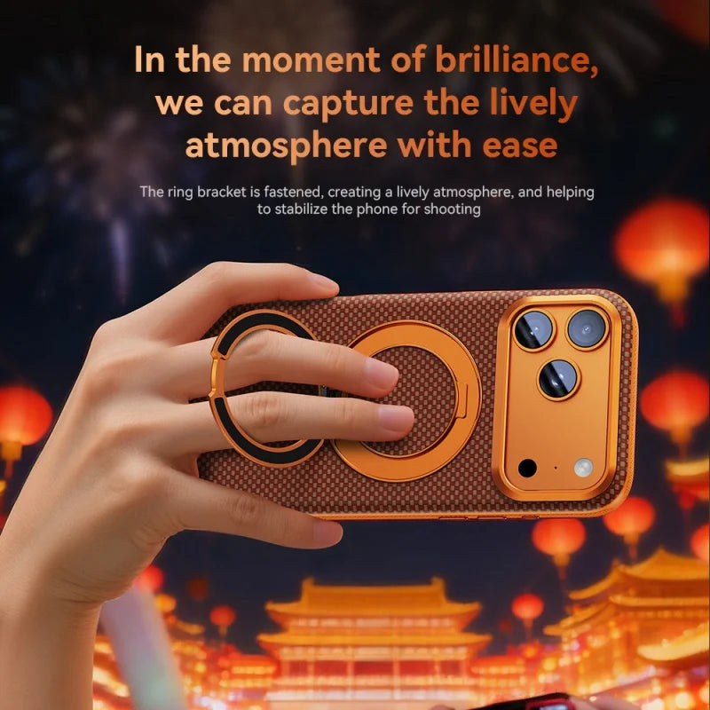 Kevlar iPhone 18 Pro Max case with magnetic stand and protective design by HSF Marketplace