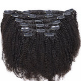 IXTUYLLY 4C clips virgin Remy human hair extensions, tight afro kinky curly clip-ins in African black texture