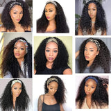 Kinky curly human hair headband wig for women, 250% density, wear-and-go style by HSF Marketplace