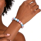 Natural Stone Beads Aquamarine Bracelet Round Agates Jaspers Turquoise Beaded Bracelets for Women Elastic Rope Handmade Jewelry