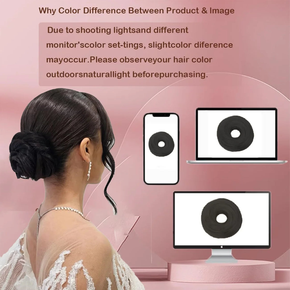 2-piece black human hair scrunchie bun makers by HSF Marketplace for fluffy messy buns and ponytail updos