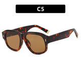 Thick polygonal tortoise shell sunglasses with retro square frame and gradient lenses, UV400 protection for men and women.