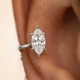 1-carat marquise-cut solitaire moissanite open ear cuff in S925 silver, no-piercing design for women