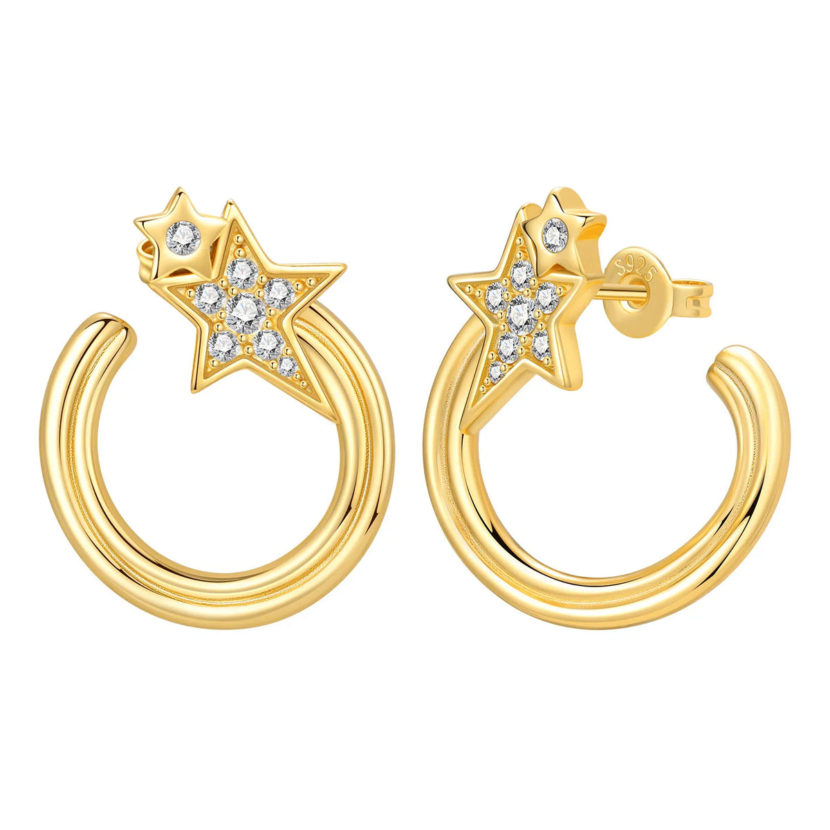 Orstarry S925 sterling silver 18k gold classic knot stud earrings for women, close-up jewelry view