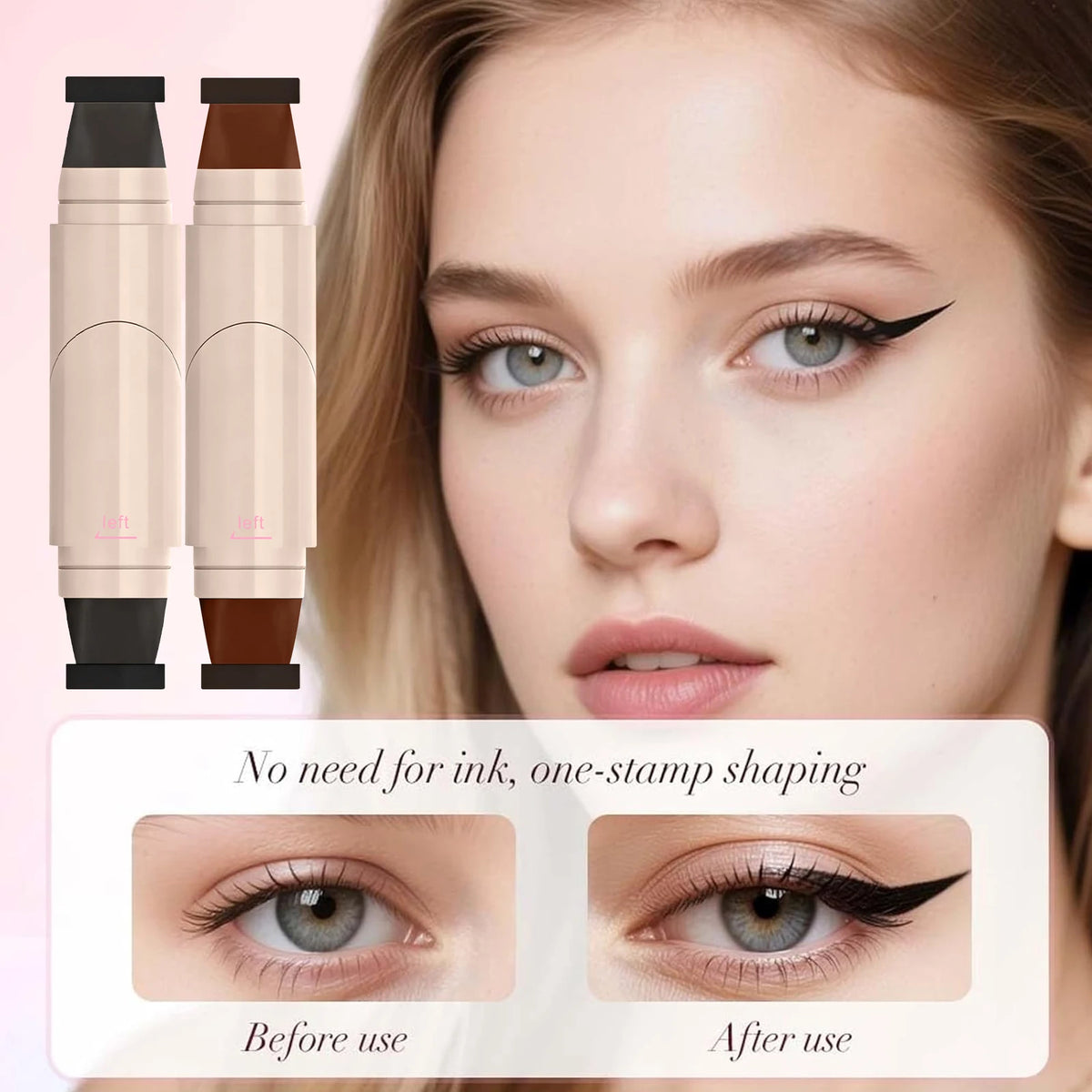 ZaiDoc double-ended stamp eyeliner pen in black and brown for winged cat eye makeup looks
