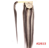 ZZHAIR 100% human hair straight wrap-around ponytail extension, machine-made Remy clip-in, 16–28 inches