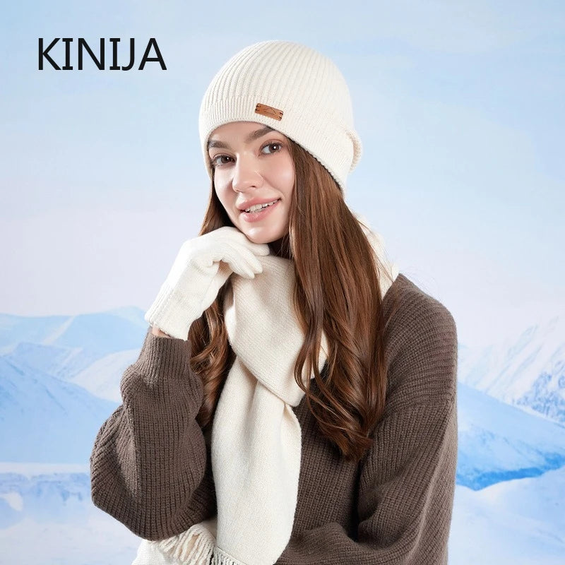 Women's warm woolen hat, scarf and gloves set by HSF Marketplace for winter wear