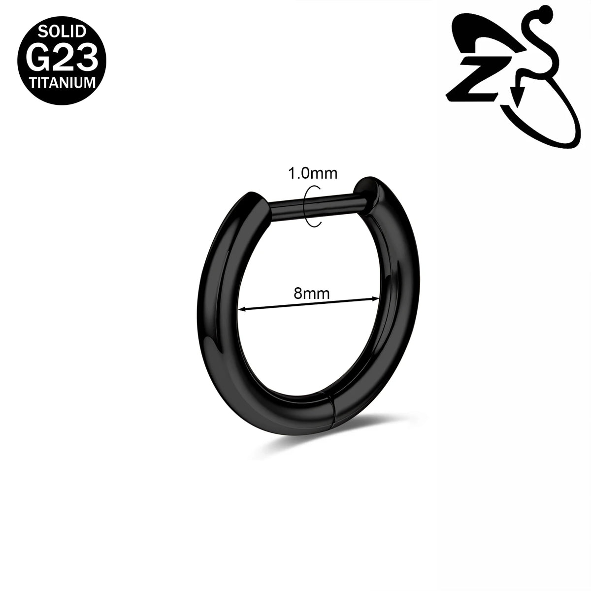 Titanium hoop earrings, 18G, designed for helix and cartilage piercings, shown as a pair on a white background