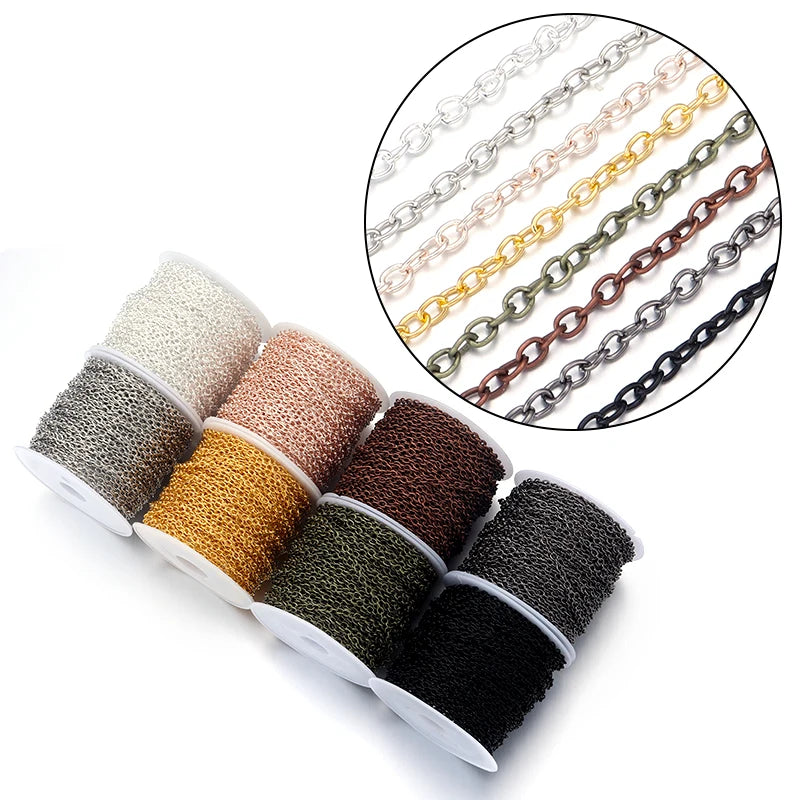 Gold and silver plated necklace chain for jewelry making, 5–10 yards, HSF brand