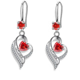 HSF Marketplace silver heart drop earrings for women with colorful zircon stones