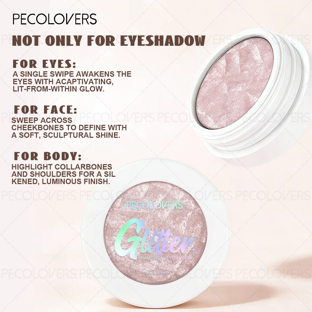 HSF Marketplace 3-piece galaxy light eyeshadow palette with white pearl shimmer glitter shades