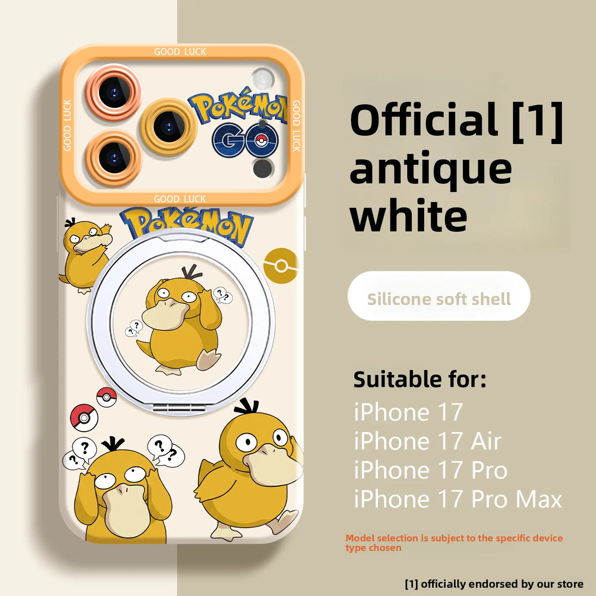 Psyduck iPhone case for 12 to 17 Pro Max, durable silicone phone cover with character design