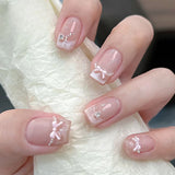 HSF Marketplace blush pink glitter diamond cat eye coffin press-on false nails, short square full-cover set