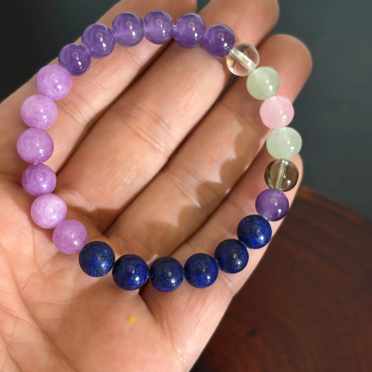 1pc/Anti-Anxiety Stress Reduction Crystal Bracelet Sodalite Fluorite Amethyst Lepidolite - 8mm Stone Jewelry Gift