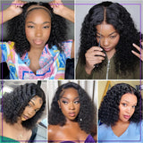 Kinky curly lace front human hair wig by HSF Marketplace, wet and wavy water wave style, ready-to-wear glueless wig for women