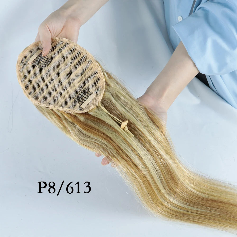 Brazilian virgin human hair clip-in straight drawstring ponytail by HSF Marketplace