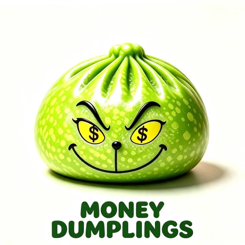 Glitter green dumpling stress relief toy by HSF Marketplace, sensory fidget toy for parties and gifts