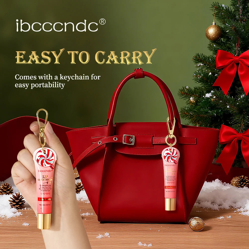 Two-piece Bad Girl Christmas lip gloss set by HSF Marketplace featuring glossy strawberry lip balm and lip gloss for hydrating, plump lips.
