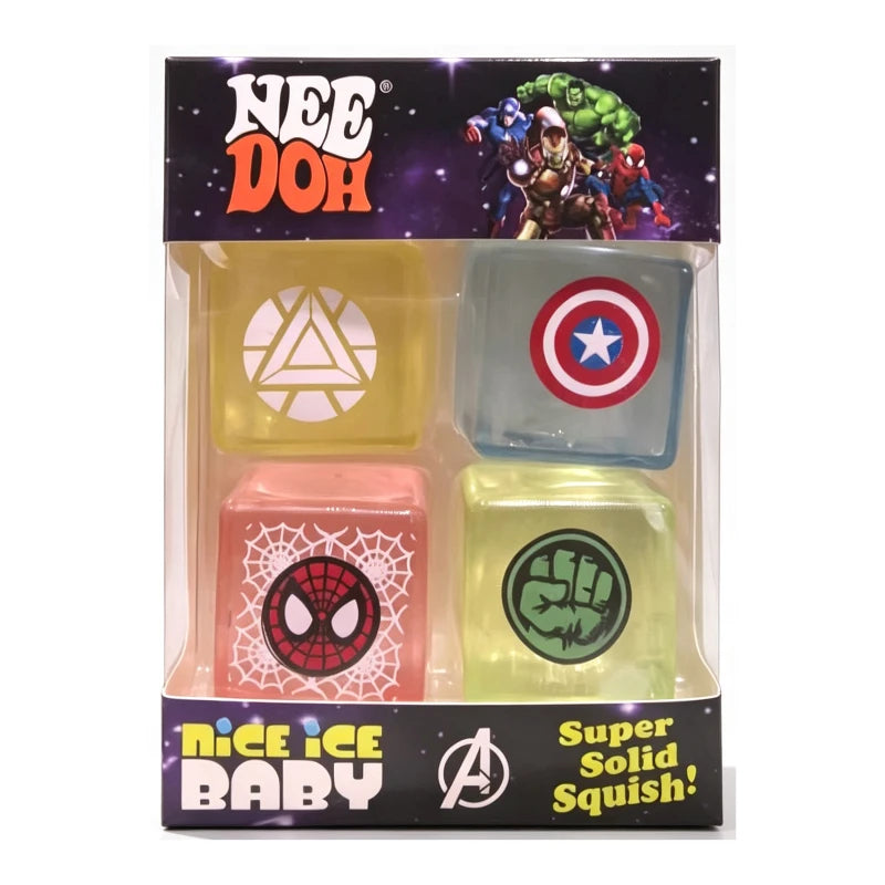 Set of four NeeDoh Nice Ice Cube mini squishy sensory toys by HSF Marketplace, designed for stress relief and sensory play.