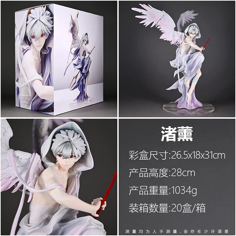 28cm Nagisa Kaworu anime PVC figure with wings, desktop decoration collectible model doll