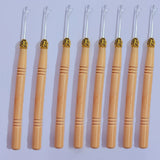 12Pcs/6Pcs/3Pcs Wood Handle Hair Extension Pulling Needle Crochet Hook for Dreadlock & Hair Extensions