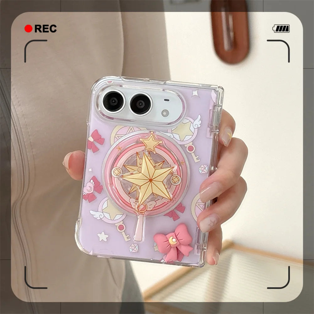 Korean cute pink bowknot folding phone case for iPhone Duo by HSF Marketplace