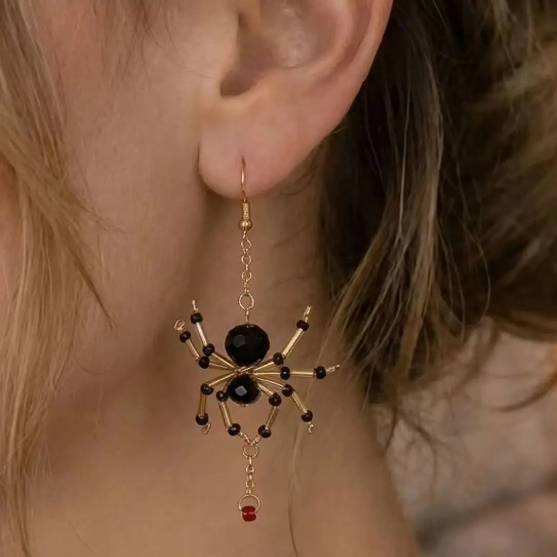 Gothic spider dangle earrings for women, punk holiday jewelry by HSF Marketplace