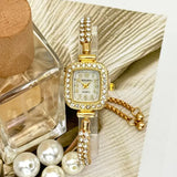 New Small Square Digital Women's Watch with Diamond Inlaid Light Luxury Small Bracelet Quartz Watch Women's Watch