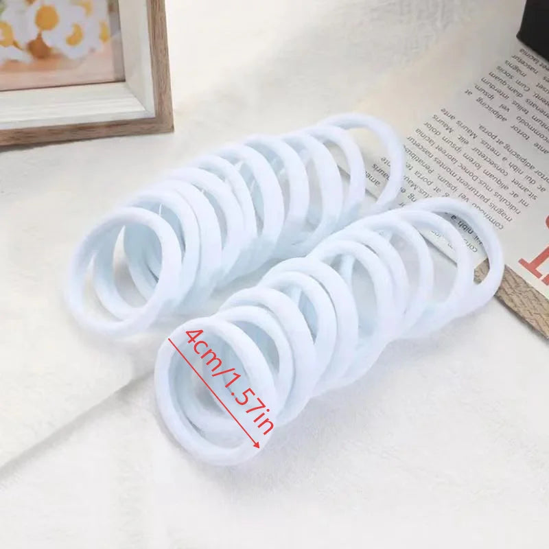 50PCS Four Seasons Elastic Hair Bands Girls 4CM Sweets Scrunchie Rubber Band Hair Ties Clips Headband Hair Accessories