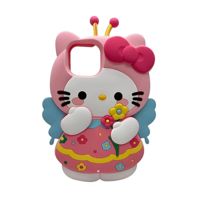Hello Kitty bow 3D cartoon soft silicone phone case for iPhone