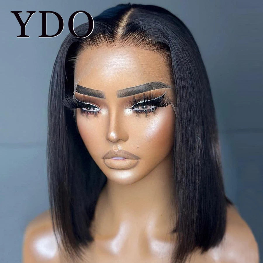 HSF Marketplace 250% glueless straight bob human hair wig with HD lace frontal and lace closure