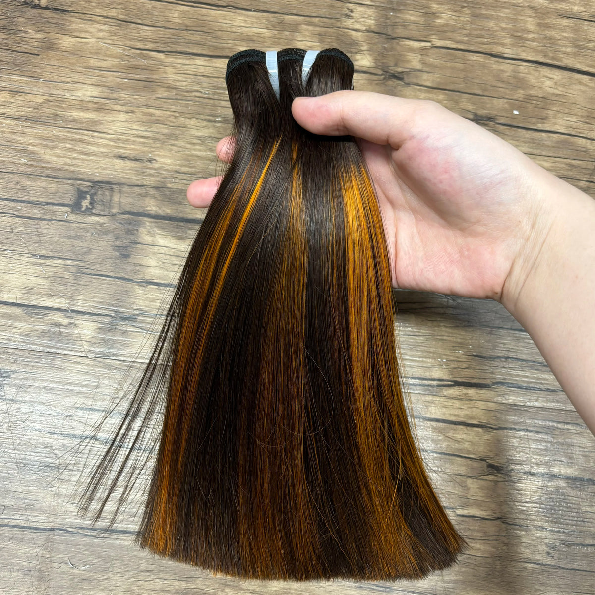 Two 6-inch lace closures and 8-10 inch colored Vietnamese Remy human hair bundles in ombre, double drawn extensions by HSF Marketplace.