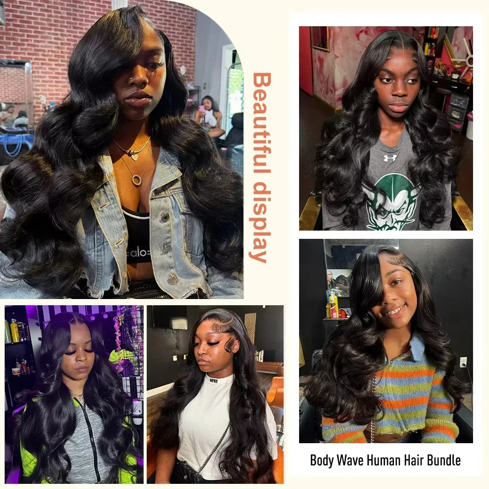 Body Wave Human Hair Bundles with Closure Frontal 5x5 6x6 HD Transparent Real Virgin Human Hair Weave 3/4 Bundles with Closure Brazilian Human Hair Bundles With Closure Body Wave Raw Virgin 3 4 Bundles With 4x4 5x5 HD Lace Cl