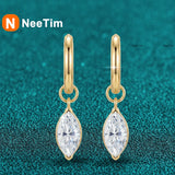 NeeTim D color marquise cut moissanite drop dangle earrings in 925 sterling silver hoops