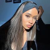 Bone straight Peruvian human hair headband wig, full machine-made 180% density wig for Black women by HSF Marketplace