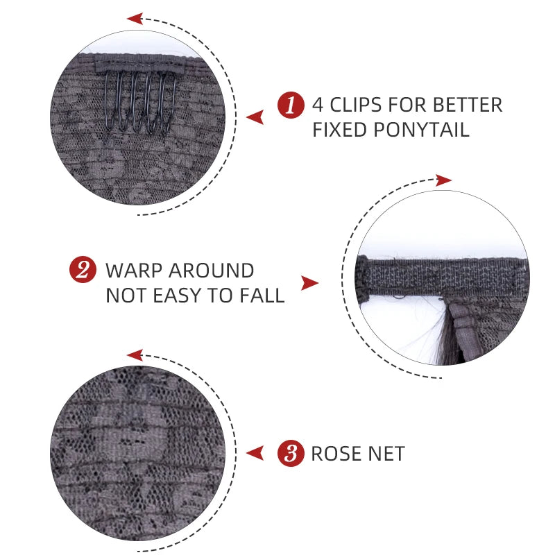 Straight clip-in ponytail human Remy hair extension for easy styling, HSF Marketplace