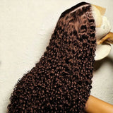 250% Density Chocolate Brown Jerry Curly 13x4 Lace Frontal Wigs Human Hair HD Lace Front Wig Human Hair  Deep Curly Wave Wig For Women
