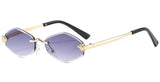 Elegant frameless rhombus-shaped women's sunglasses by HSF Marketplace with UV400 protection and a versatile classic design.