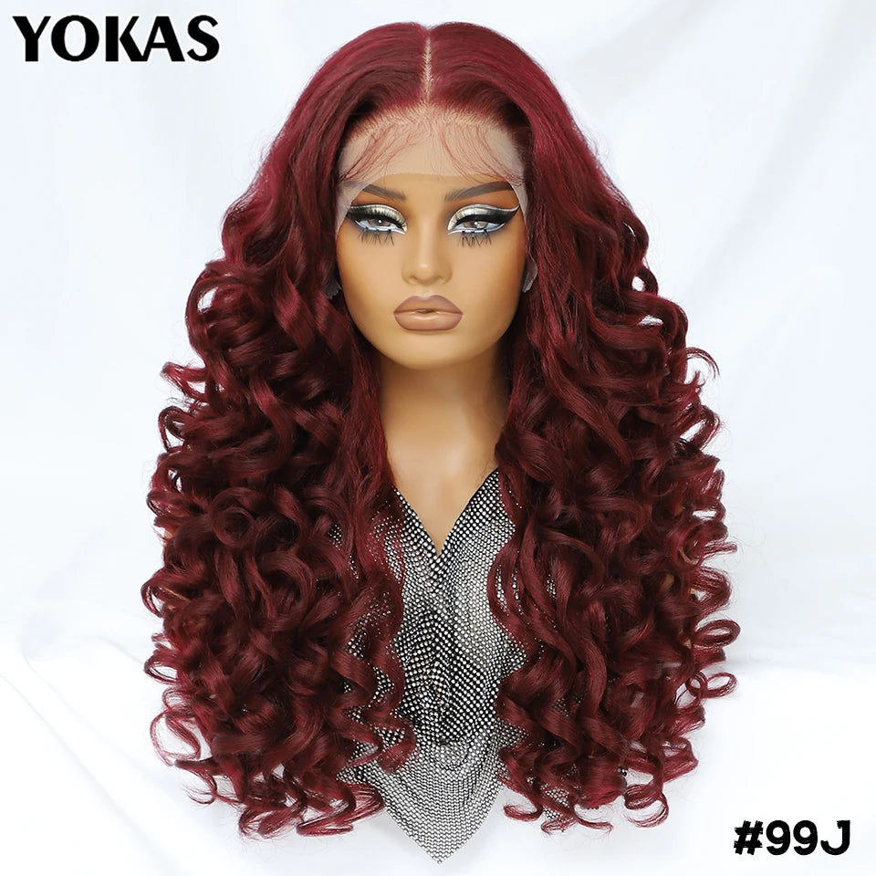 Latisha Lace Frontal Wigs 13x6 Synthetic High Temperature Fiber HD Lace Frontal Wigs 24 Inch Loose Curls Lace Wig For Afro Wome