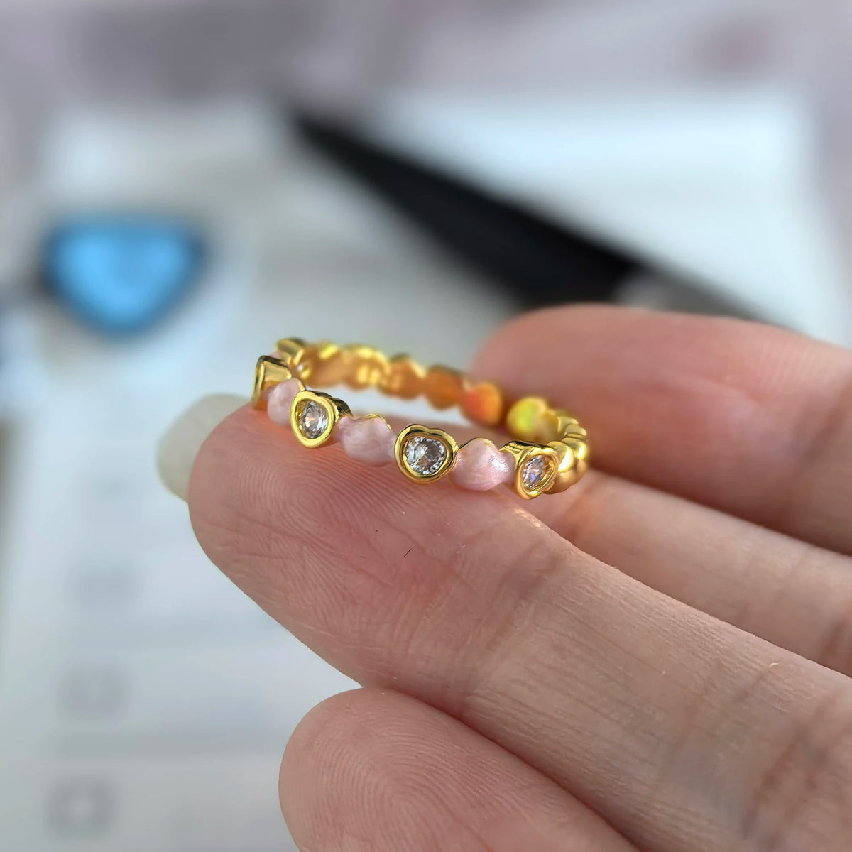 925 Sterling Silver Open Finger Ring Golden Enamel Donut Dazzling Geometric Punk For Women Jewelry Gift Dropship Wholesale