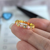 925 Sterling Silver Open Finger Ring Golden Enamel Donut Dazzling Geometric Punk For Women Jewelry Gift Dropship Wholesale