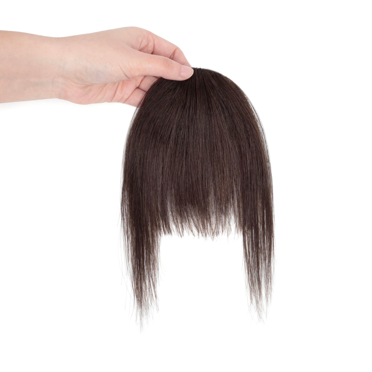 Wavy curly human hair messy bun ponytail with clip-in air bangs fringe for women